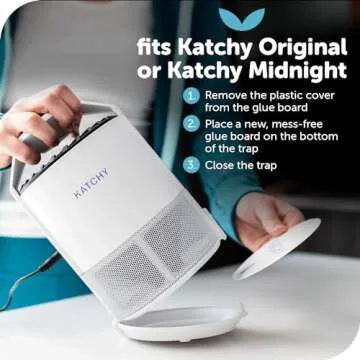 Katchy Original and Midnight Glue Board Refills (8 Pack) - Indoor Insect Trap Glue Board Refills for Mosquito, Gnat, Moth, Fruit Flies - Non-Zapper Traps for Buzz-Free Home