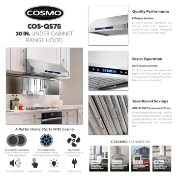 COSMO 30" Under Cabinet Range Hood with 500 CFM