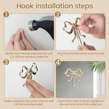 Stylish STUIPIUL Bow Hook - Gold Wall Hanger for Decor