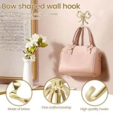 Stylish STUIPIUL Bow Hook - Gold Wall Hanger for Decor
