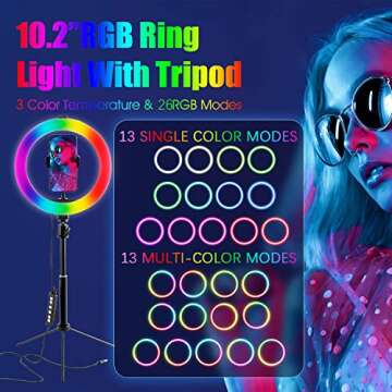 Ultimate 10.2'' Selfie Ring Light with RGB Colors and Tripod