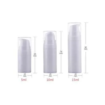 6PCS 15ml/0.5oz Empty High-grade White Plastic Bayonet Airless Vacuum Pump Press Bottle Cosmetic Container Dispenser Vial Holder Jar Pot Sample Storage for Cream Lotion Emulsion Serum