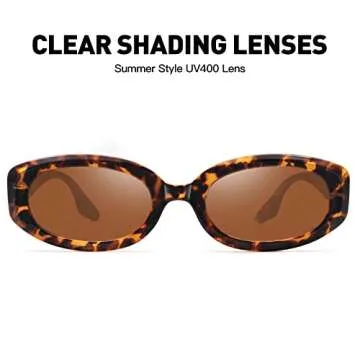 Fozono Trendy Skinny Rectangle Sunglasses for Women Men Retro 90s Fashion Narrow Square Oval Glasses Vintage UV400 Leopard Frame