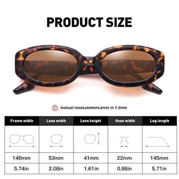 Fozono Trendy Skinny Rectangle Sunglasses for Women Men Retro 90s Fashion Narrow Square Oval Glasses Vintage UV400 Leopard Frame