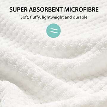 YFONG X-Large Microfiber Hair Towel Wrap for Women, Soft Hair Drying Towel with Elastic Band, Fast Drying Hair Turbans for Wet Curly Long Hair, Microfiber Towel for Hair Anti Frizz 30" X 40" (White)