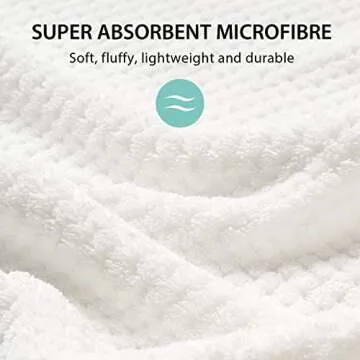 YFONG X-Large Microfiber Hair Towel Wrap for Women, Soft Hair Drying Towel with Elastic Band, Fast Drying Hair Turbans for Wet Curly Long Hair, Microfiber Towel for Hair Anti Frizz 30" X 40" (White)