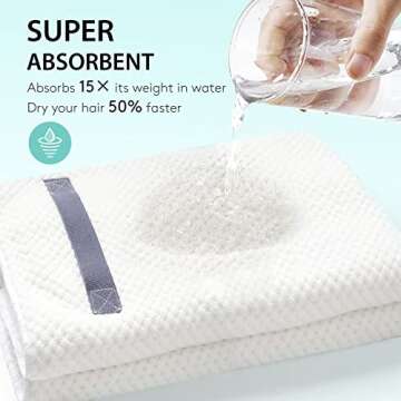 YFONG X-Large Microfiber Hair Towel Wrap for Women, Soft Hair Drying Towel with Elastic Band, Fast Drying Hair Turbans for Wet Curly Long Hair, Microfiber Towel for Hair Anti Frizz 30" X 40" (White)