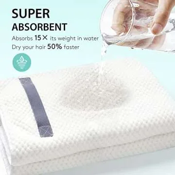 YFONG X-Large Microfiber Hair Towel Wrap for Women, Soft Hair Drying Towel with Elastic Band, Fast Drying Hair Turbans for Wet Curly Long Hair, Microfiber Towel for Hair Anti Frizz 30" X 40" (White)