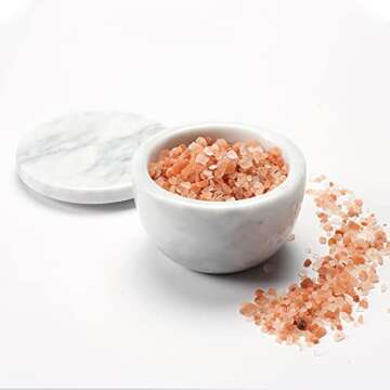 jalz jalz Marble Salt Holder Salt Box Spice keeper Black Big Salt Cellar Natural Material Salt Container Spice Cellar Large Capacity