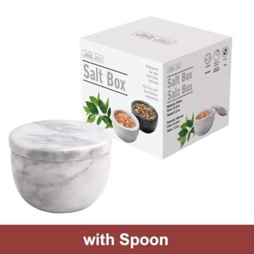 jalz jalz Marble Salt Holder Salt Box Spice keeper Black Big Salt Cellar Natural Material Salt Container Spice Cellar Large Capacity