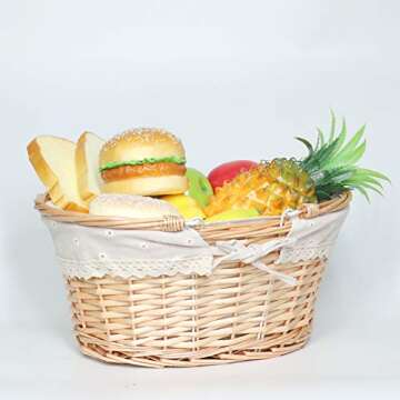 Wicker Basket Gift Baskets Empty Oval Willow Woven Picnic Basket Easter Candy Basket Storage Basket ...