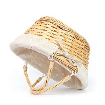 Wicker Basket Gift Baskets Empty Oval Willow Woven Picnic Basket Easter Candy Basket Storage Basket Wine Basket with Handle Egg Gathering Wedding Basket (Natural)