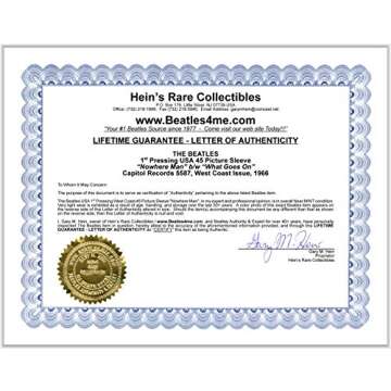 The Beatles Picture Sleeves: Nowhere Man, 1966 Rare USA Mono ORIGINAL NEW Old Store Stock 1st Pressing PS, Near MINT! Capitol Records 5587 (SIDE 2: What Goes On), Includes Letter/Certificate of Authenticity (LOA/COA) by Beatles4me