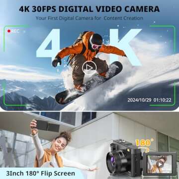 4K Digital Camera for Photography Autofocus, 2024 Latest 48MP Vlogging Camera for YouTube with SD Ca...