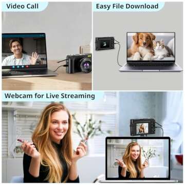 4K Digital Camera for Photography Autofocus, 2024 Latest 48MP Vlogging Camera for YouTube with SD Card, 2 Batteries, 3" 180°Flip Screen Compact Travel Camera for Teens with 16X Zoom, Anti-Shake,Black