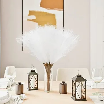 obbsie 50pcs White Faux Pampas Grass for Home Decor