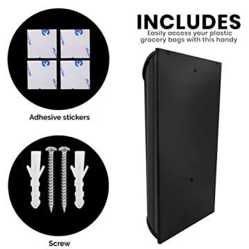 Utopia Kitchen Grocery Plastic Bag Holder and Dispenser Medium, Easy Wall Mount Bag Saver, Stainless Steel (Black)