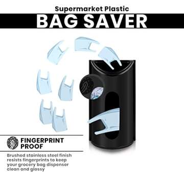 Utopia Kitchen Grocery Plastic Bag Holder and Dispenser Medium, Easy Wall Mount Bag Saver, Stainless Steel (Black)