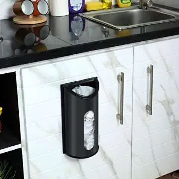 Utopia Kitchen Grocery Plastic Bag Holder and Dispenser Medium, Easy Wall Mount Bag Saver, Stainless Steel (Black)