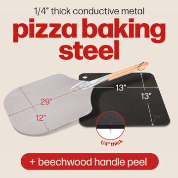 Pizza Steel PRO by Hans Grill | XL (1/4" Thick) Square Conductive Metal Baking Sheet for Cooking Piz...
