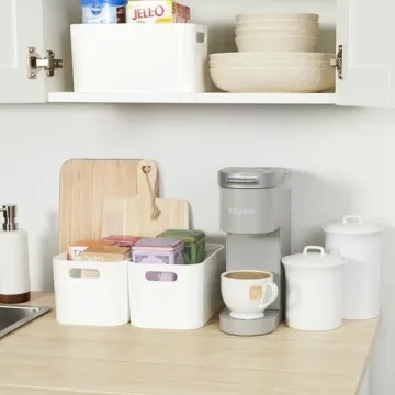 STORi White Plastic Storage Bins Set of 3 Organize Any Space