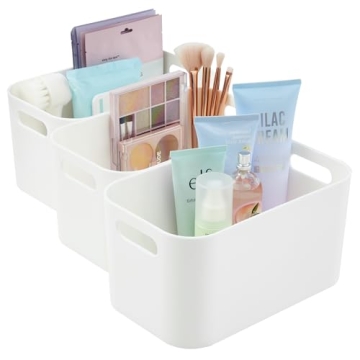 STORi White Plastic Storage Bins Set of 3 Organize Any Space