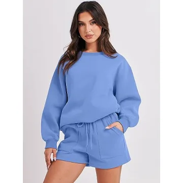 ANRABESS Women 2 Piece Sweat Shorts Lounge Outfit 2024