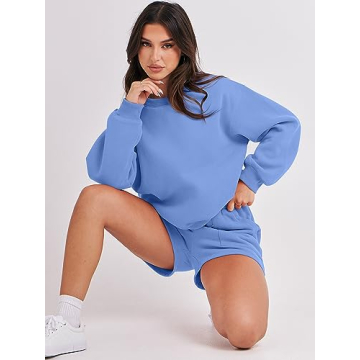 ANRABESS Women 2 Piece Sweat Shorts Lounge Outfit 2024