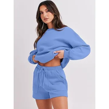 ANRABESS Women 2 Piece Sweat Shorts Lounge Outfit 2024