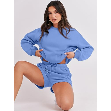ANRABESS Women 2 Piece Sweat Shorts Lounge Outfit 2024