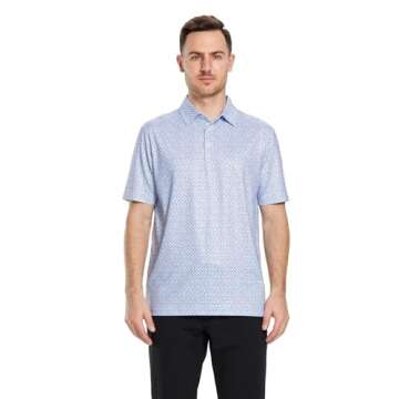 Men's Golf Shirts Dry Fit Short Sleeve Print Performance Moisture Wicking Patterned Polo Shirt for M...