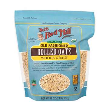 Bob's Red Mill Organic Old Fashioned Rolled Oats 32oz 4-Pack - Whole Grain, Non-GMO, Vegan, Kosher