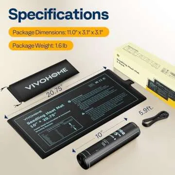 VIVOHOME 20W Waterproof Seedling Heat Mats for Seed Starting Propagation and Increase Germination Success 10 inch x 20.75 inch Pack of 2