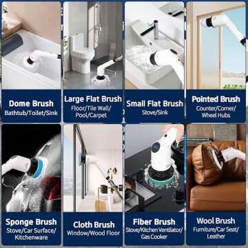 CLENZO Electric Spin Scrubber, 9 in 1 Cordless Cleaning Brush with Type C USB Port, Charger, 3 Adjustable Speed, LED Display, Electric Scrubber for Cleaning Bathroom Tub Tile Floor (Fixed Head)