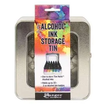Tim Holtz - 12 Pearl Alcohol Inks, Alcohol Ink Storage Tin, One Sheet of Ranger Yupo 8 inch x10 inch White Cardstock for Making Your Own Color Chart - Bundle of 14 Items