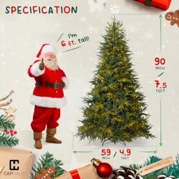 CAPHAUS 7.5ft Pre-lit Fraser Fir Christmas Tree