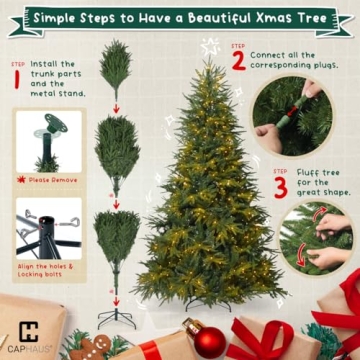 CAPHAUS 7.5ft Pre-lit Fraser Fir Christmas Tree