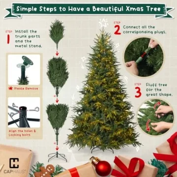 CAPHAUS 7.5ft Pre-lit Fraser Fir Christmas Tree