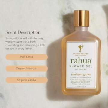 Rahua Shower Gel 9.3 Fl Oz, Natural Body Wash Soap Made with Plant Based Organic Ingredients, Vanilla, Palo Santo, Lavender, Eucalyptus, Polyphenols, For Skin's Moisture Balance, All Skin Types