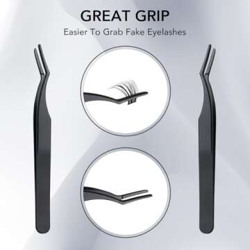 Eyelash Applicator Tool Cluster Lash Tweezers For False Lashes, Curved DIY Eyelash Tweezers for Eyelash Clusters Easy Lash Application and Removal Eyelash Clamper