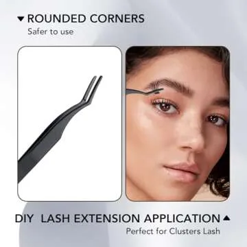 Eyelash Applicator Tool Cluster Lash Tweezers For False Lashes, Curved DIY Eyelash Tweezers for Eyelash Clusters Easy Lash Application and Removal Eyelash Clamper