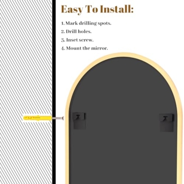 VooBang Arched Wall Mirror - Stylish Gold Design 24x36