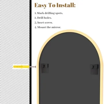 VooBang Arched Wall Mirror - Stylish Gold Design 24x36