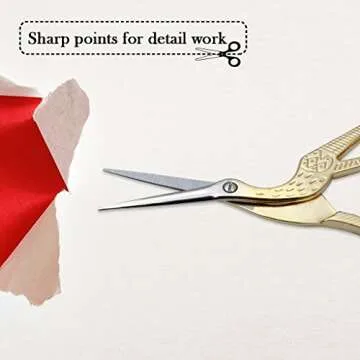 EFORCAR Vintage Stork Shape Sewing Scissors Trimming Dressmaking Shears Cross-stitch Carbon Steel Tailor Scissors for Sewing Embroidery Fabric