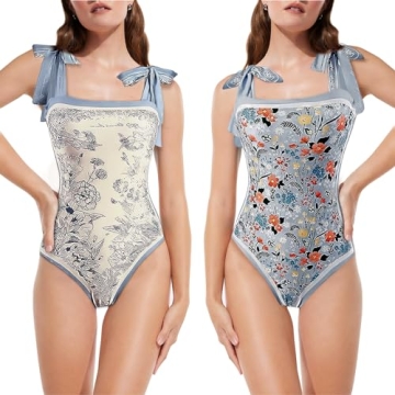 Stylish Reversible Floral One Piece Swimsuit for Women