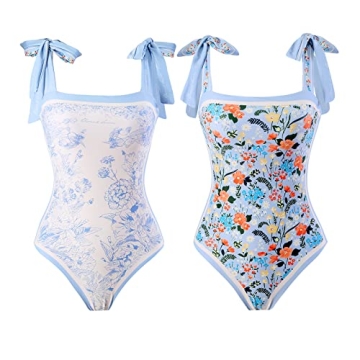 Stylish Reversible Floral One Piece Swimsuit for Women