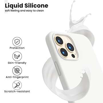 ORNARTO Shockproof Liquid Silicone Designed for iPhone 13 Pro Max Case 6.7", Gel Rubber Comprehensive Protection Anti-Shock Cover Case Drop Protection 6.7inch-White