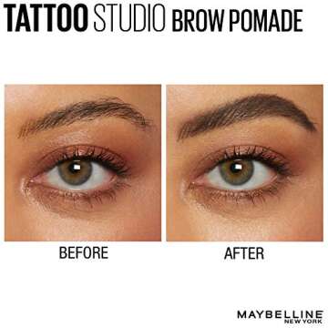 Maybelline TattooStudio Brow Pomade Long Lasting, Buildable, Eyebrow Makeup, Deep Brown, 1 Count