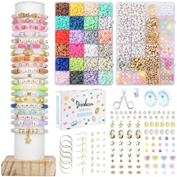 Deinduser Bracelet Making Kit - 7200 Pcs Colorful Beads, 2 Boxes for Bracelets and Friendship Bracel...