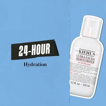 Kiehl's Ultra Facial Moisturizer, for Easy Daily Hydration, Infused with Squalane and Glycerin, Replenishes Moisture Barrier and Softens Skin, Suitable for All Skin Types, Fragrance-Free - 2.5 fl oz